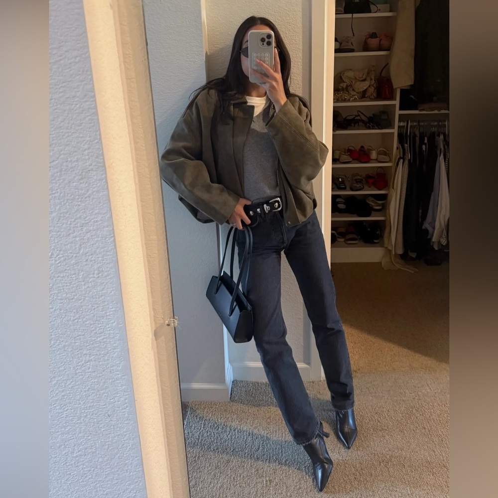 🦋 ZARA VIRAL 🦋 BLOGGERS FAVORITE 🦋 NWT ZARA FAUX SUEDE BOMBER JACKET - Picture 11 of 16